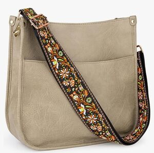 Viva Terry Vegan Leather Light Khaki Crossbody Purse